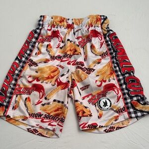 Flow Society multicolor French fries theme graphic side pocket lacrosse shorts